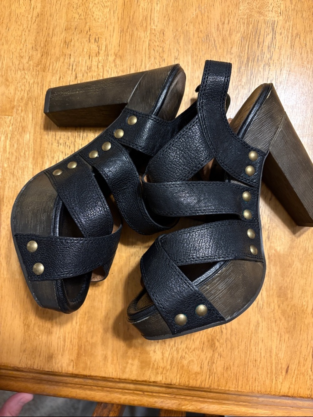 Women’s Black Strappy Wedge Sandals